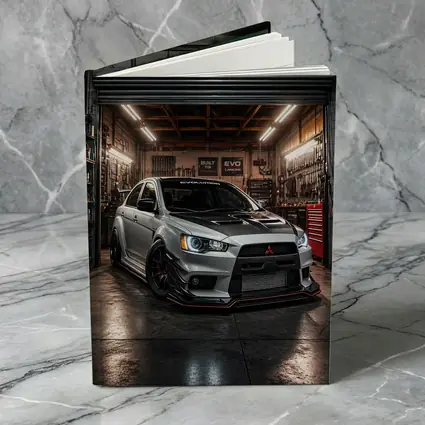 Mitsubishi Lancer Evolution Silver Garage Shot