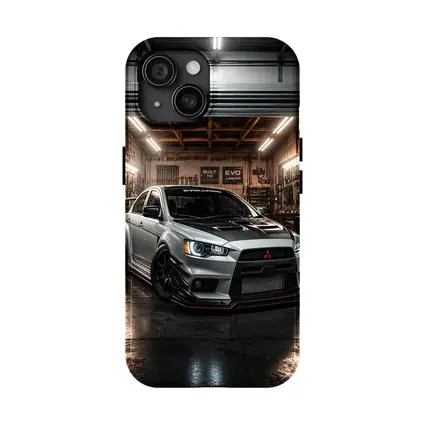 Mitsubishi Lancer Evolution Silver Garage Shot