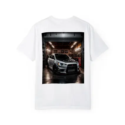 Mitsubishi Lancer Evolution Silver Garage Shot