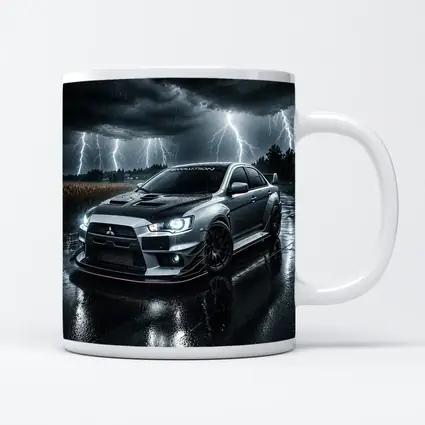 Mitsubishi Lancer Evolution Stormy Night Rain