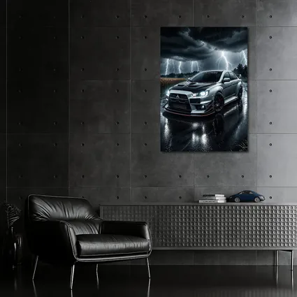 Mitsubishi Lancer Evolution Stormy Night Rain