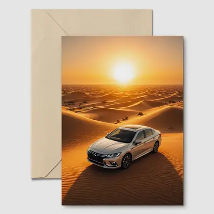 Mitsubishi Galant Silver Sedan Desert Sunset