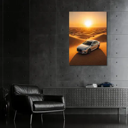 Mitsubishi Galant Silver Sedan Desert Sunset