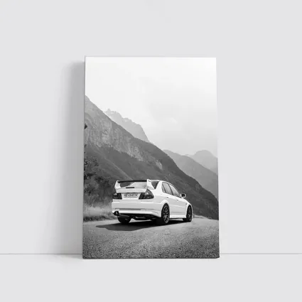 Mitsubishi Lancer Evolution Mountain Road Black White