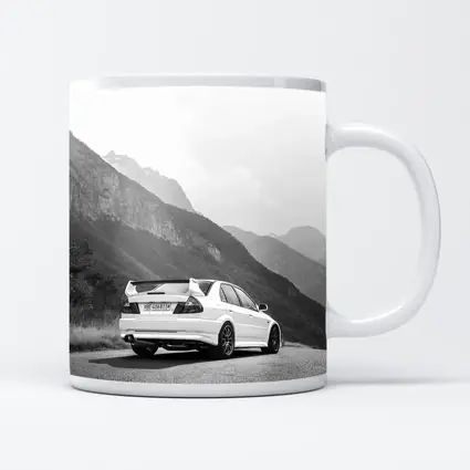 Mitsubishi Lancer Evolution Mountain Road Black White
