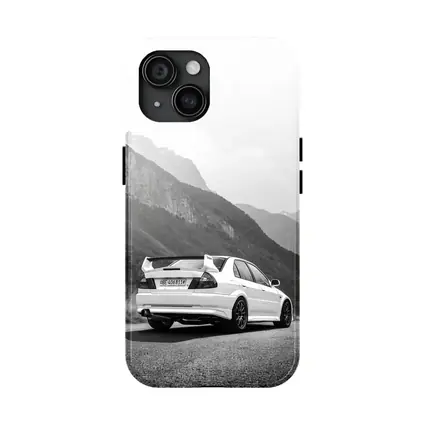 Mitsubishi Lancer Evolution Mountain Road Black White
