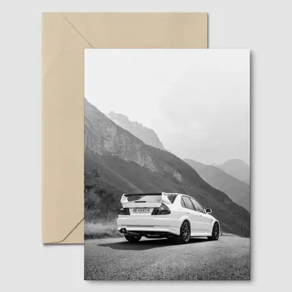 Mitsubishi Lancer Evolution Mountain Road Black White