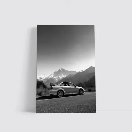 Mitsubishi Lancer Evolution Black White Mountains