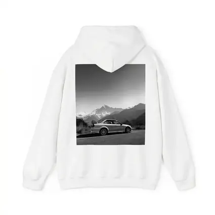 Mitsubishi Lancer Evolution Black White Mountains