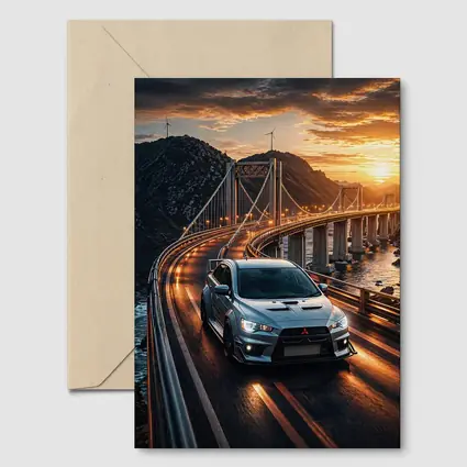 Mitsubishi Lancer Evolution Bridge Sunset Drive
