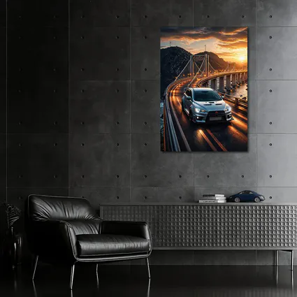 Mitsubishi Lancer Evolution Bridge Sunset Drive