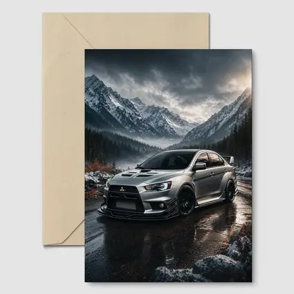 Mitsubishi Lancer Evolution Snowy Mountain Road