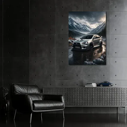 Mitsubishi Lancer Evolution Snowy Mountain Road