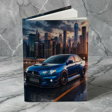 Mitsubishi Lancer Evolution Blue City Skyline