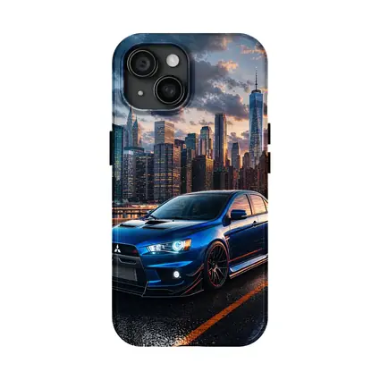 Mitsubishi Lancer Evolution Blue City Skyline