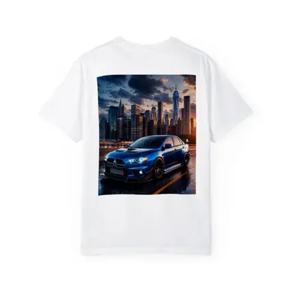 Mitsubishi Lancer Evolution Blue City Skyline