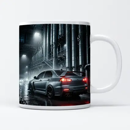 Mitsubishi Lancer Evolution Rainy Industrial Night