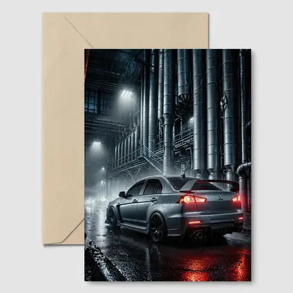 Mitsubishi Lancer Evolution Rainy Industrial Night