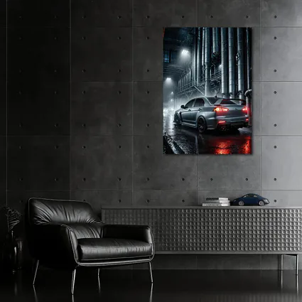 Mitsubishi Lancer Evolution Rainy Industrial Night
