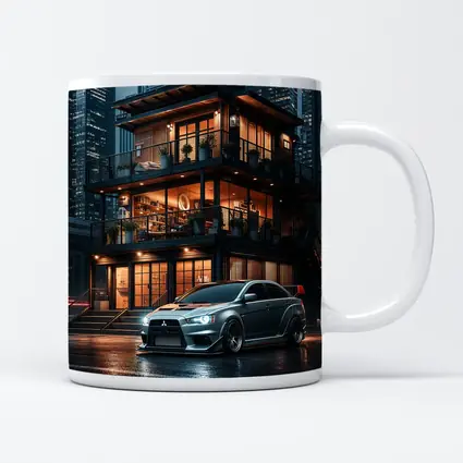 Mitsubishi Lancer Evolution Rainy City Night