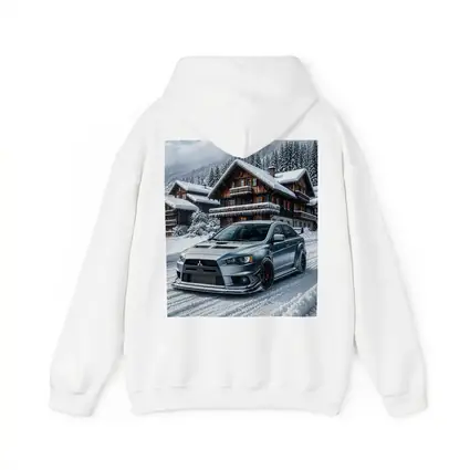 Mitsubishi Lancer Evolution Silver Winter Mountain Scene