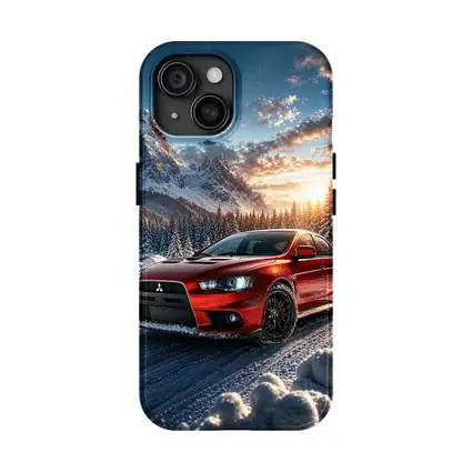 Mitsubishi Lancer Evolution Red Winter Mountain Drive
