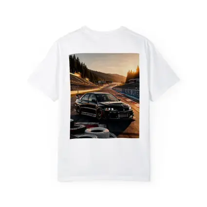 Mitsubishi Lancer Evolution Black on Race Track