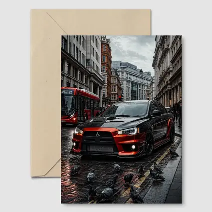 Mitsubishi Lancer Evolution Rainy London Streets