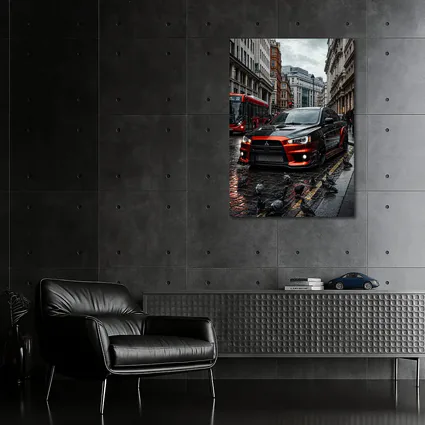 Mitsubishi Lancer Evolution Rainy London Streets