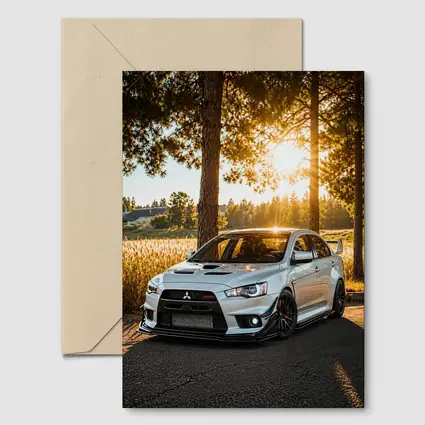 Mitsubishi Lancer Evolution Parked Sunny Forest