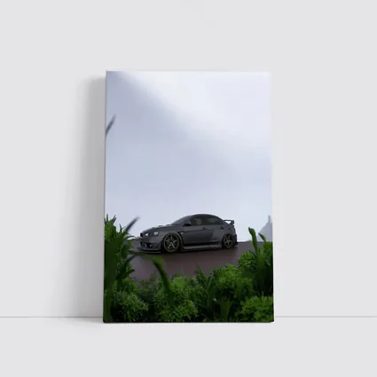 Mitsubishi Lancer Evolution Matte Gray Overcast Setting