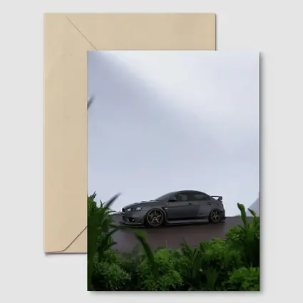 Mitsubishi Lancer Evolution Matte Gray Overcast Setting