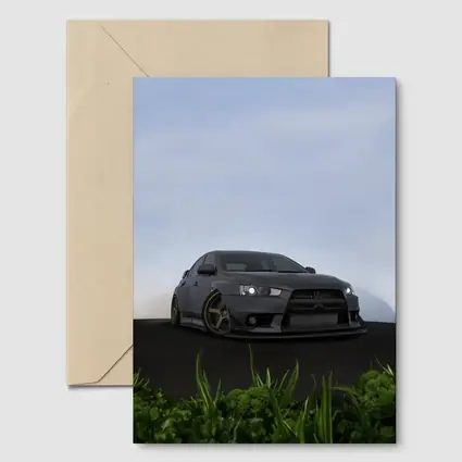 Mitsubishi Lancer Evo Matte Gray Street Scene