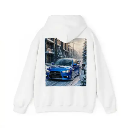 Mitsubishi Lancer Evo Blue Winter Snow Street