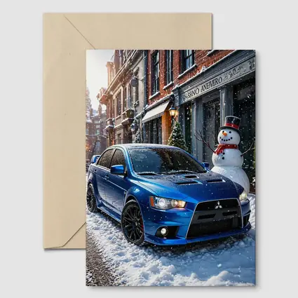Mitsubishi Lancer Evolution Blue Winter Street