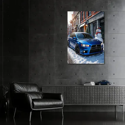 Mitsubishi Lancer Evolution Blue Winter Street