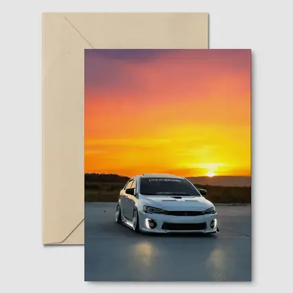 Mitsubishi Lancer Widebody White Sunset Sky
