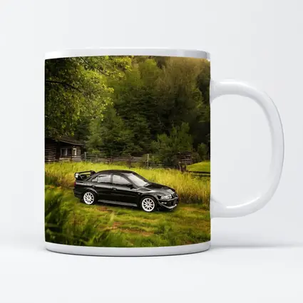 Mitsubishi Lancer Evolution Black Rural Setting