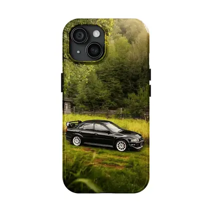 Mitsubishi Lancer Evolution Black Rural Setting