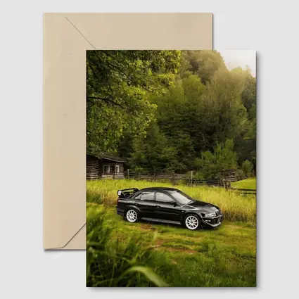 Mitsubishi Lancer Evolution Black Rural Setting
