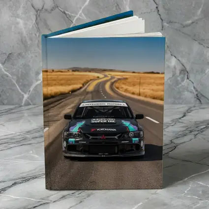 Mitsubishi Lancer Black Race Car Open Road