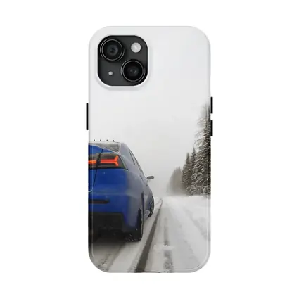 Mitsubishi Lancer Evolution Blue Winter Road