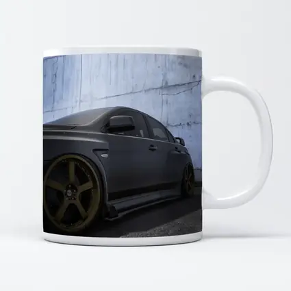 Mitsubishi Lancer Evolution Matte Black Concrete Wall