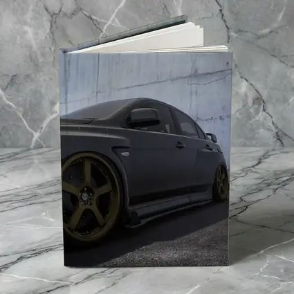 Mitsubishi Lancer Evolution Matte Black Concrete Wall