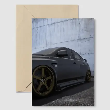 Mitsubishi Lancer Evolution Matte Black Concrete Wall