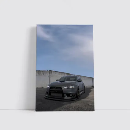 Mitsubishi Lancer Evo Matte Gray Concrete Wall