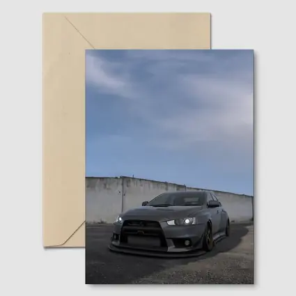 Mitsubishi Lancer Evo Matte Gray Concrete Wall