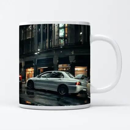 Mitsubishi Lancer Evo Rainy City Street Night