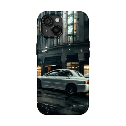 Mitsubishi Lancer Evo Rainy City Street Night