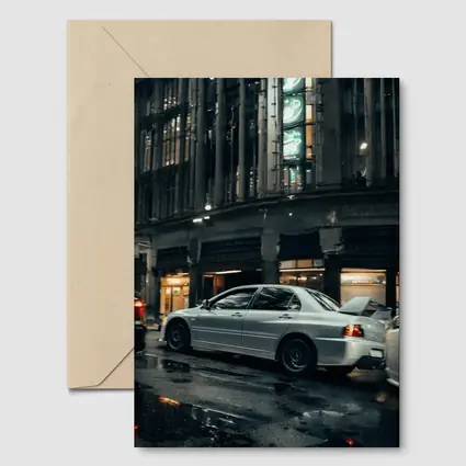 Mitsubishi Lancer Evo Rainy City Street Night